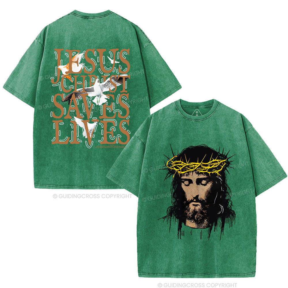 Jesus Christ Loves Lives Christian Washed T-Shirt