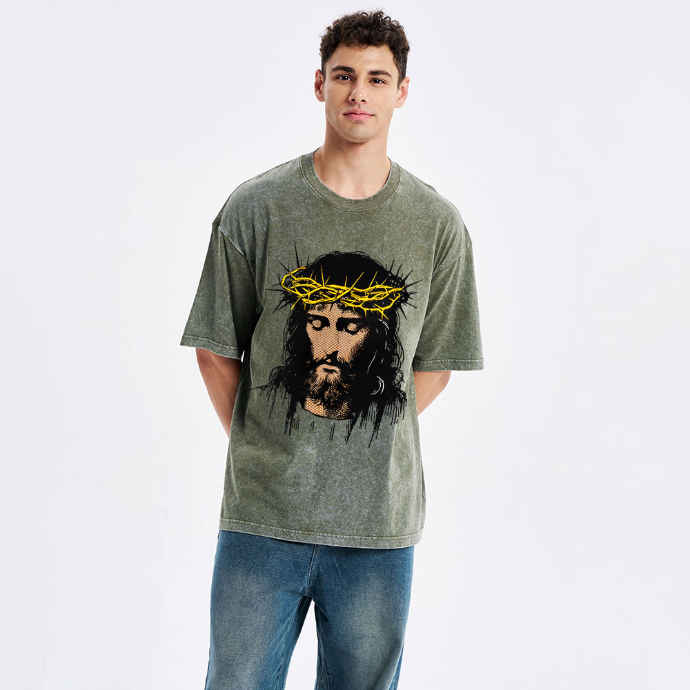 Jesus Christ Loves Lives Christian Washed T-Shirt