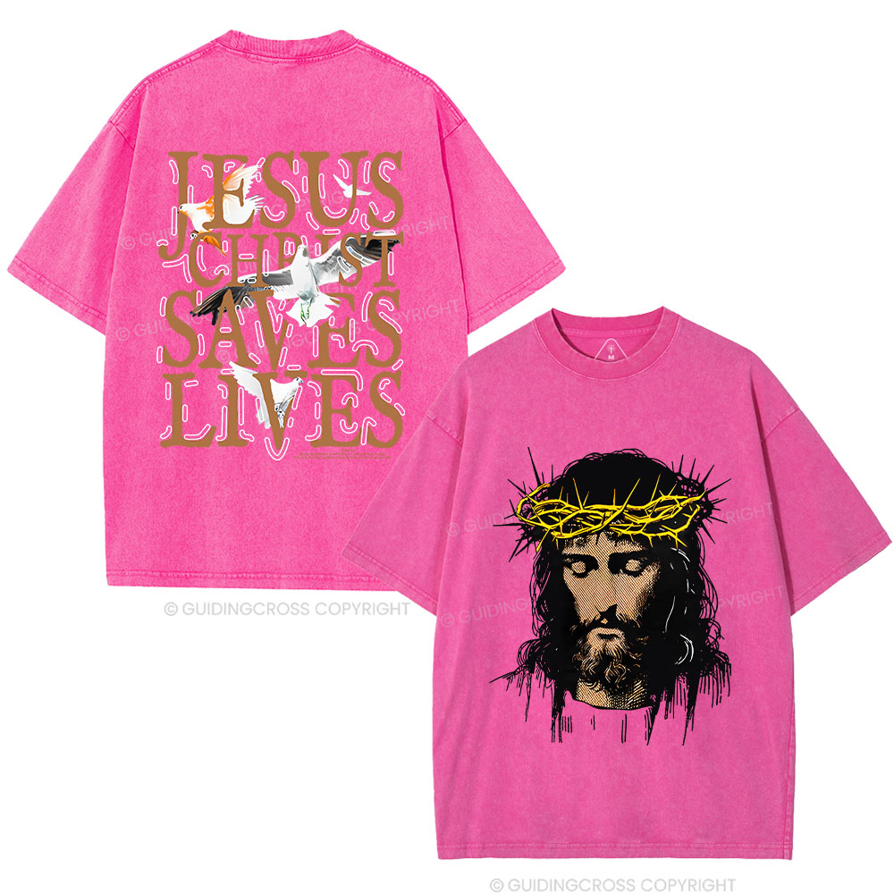 Jesus Christ Loves Lives Christian Washed T-Shirt Sale - GuidingCross