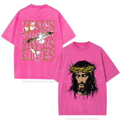 Jesus Christ Loves Lives Christian Washed T-Shirt