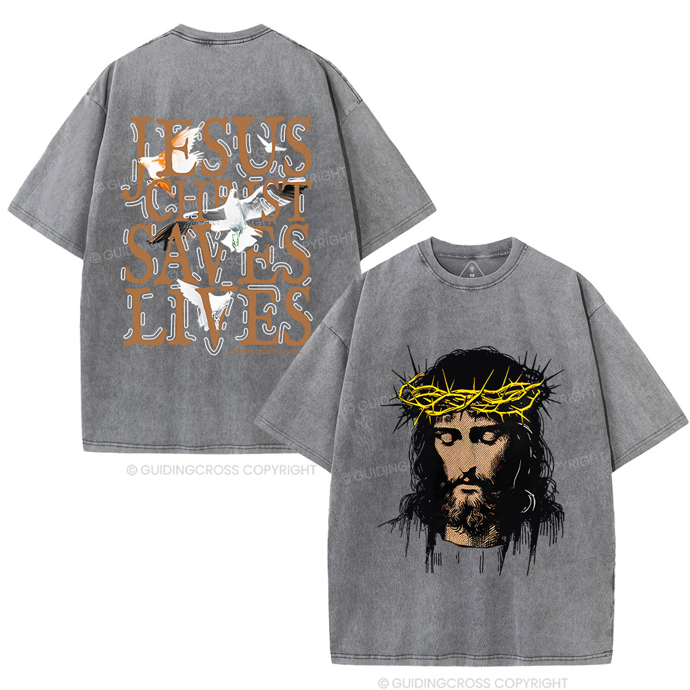 Jesus Christ Loves Lives Christian Washed T-Shirt