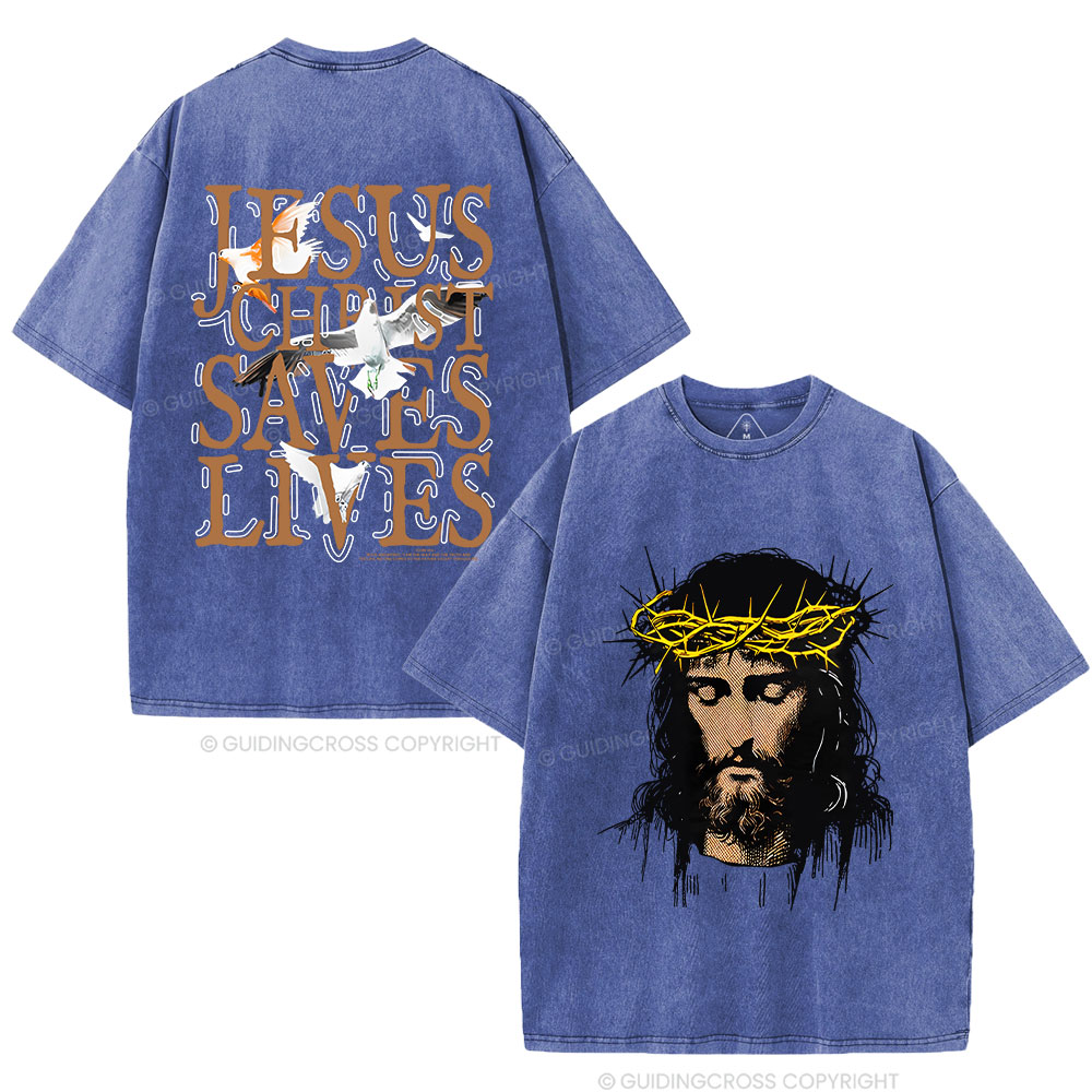 Jesus Christ Loves Lives Christian Washed T-Shirt