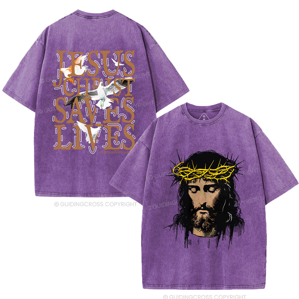 Jesus Christ Loves Lives Christian Washed T-Shirt