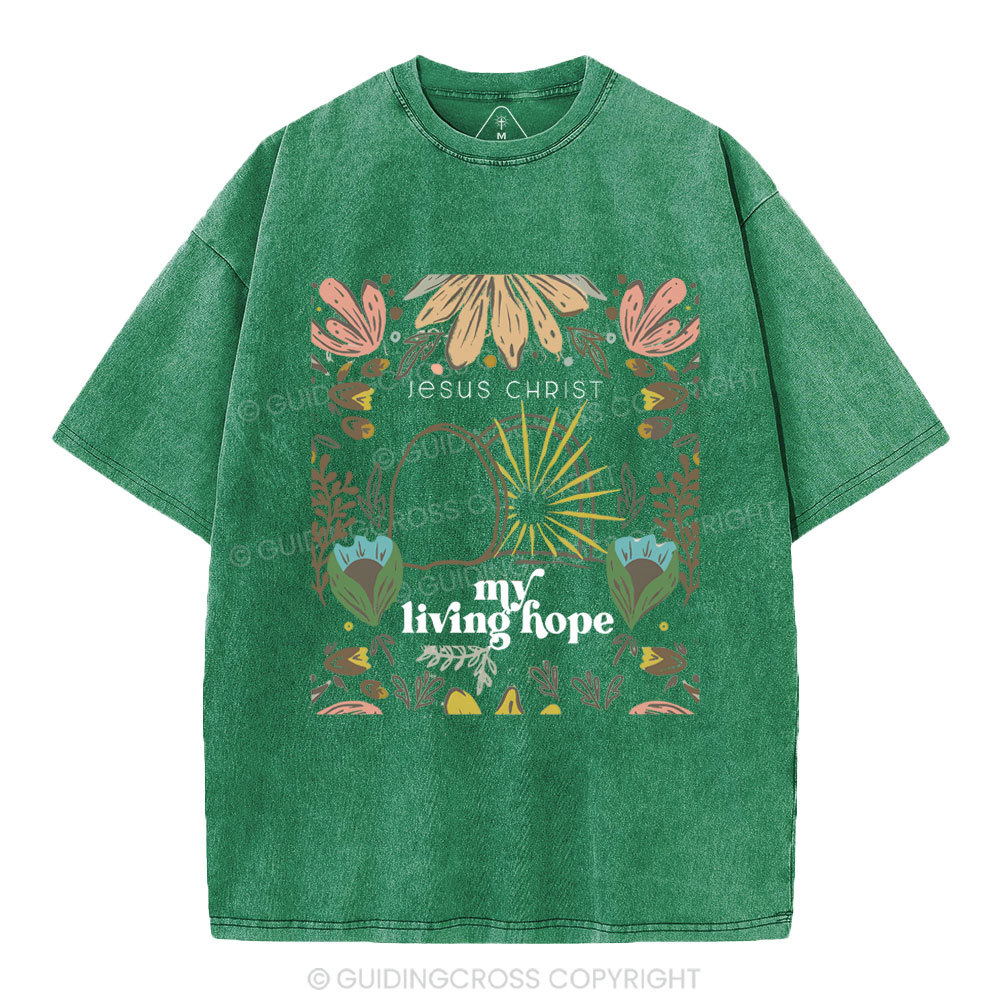 Jesus Christ My Living Hope Christian Washed T-Shirt