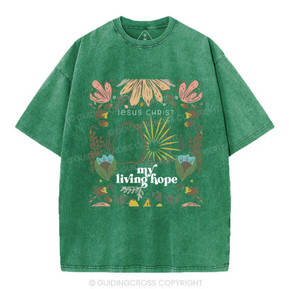 Jesus Christ My Living Hope Christian Washed T-Shirt