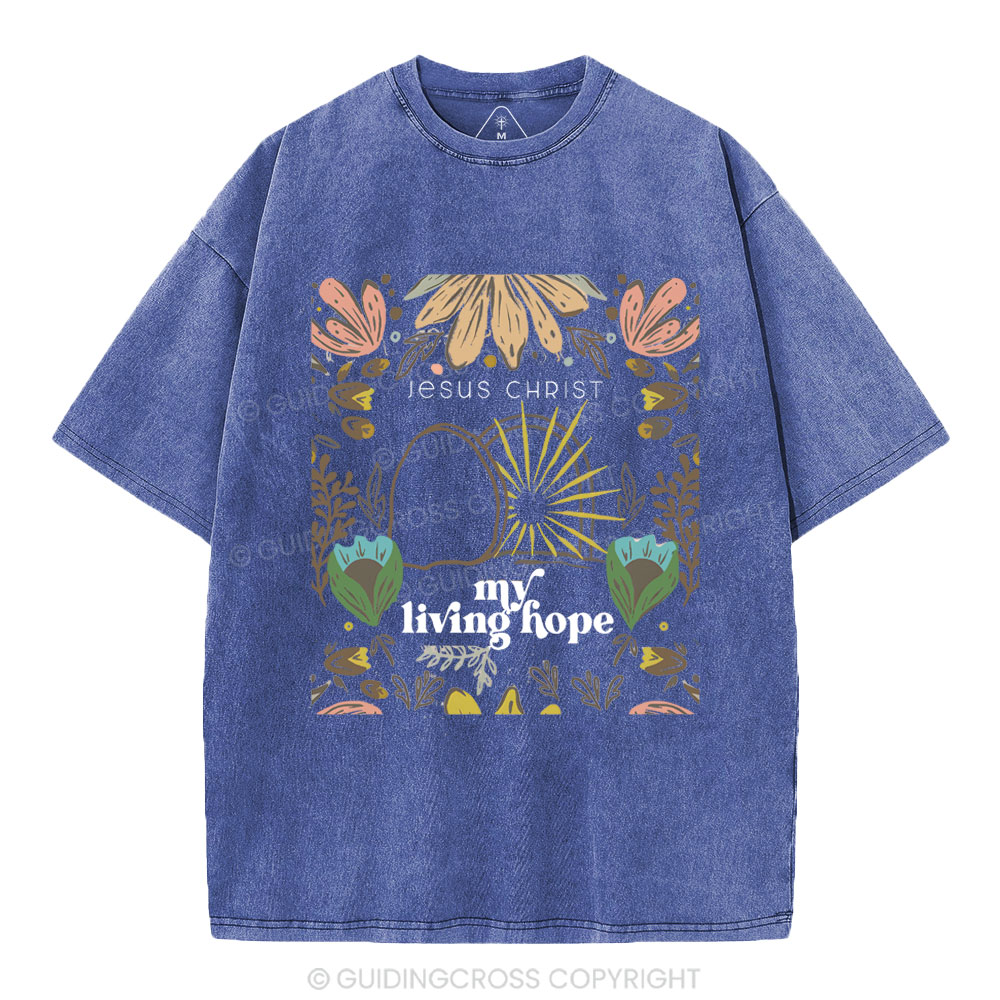 Jesus Christ My Living Hope Christian Washed T-Shirt