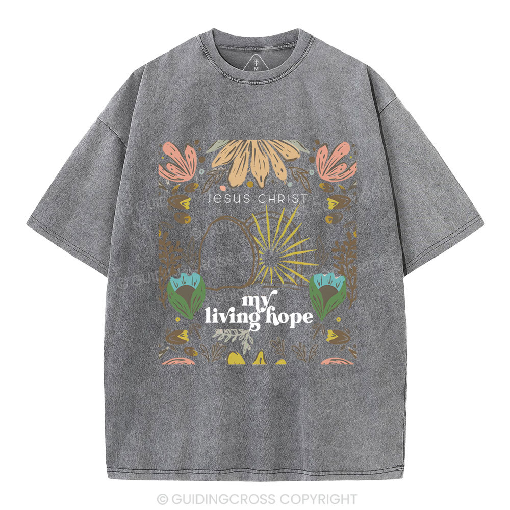 Jesus Christ My Living Hope Christian Washed T-Shirt