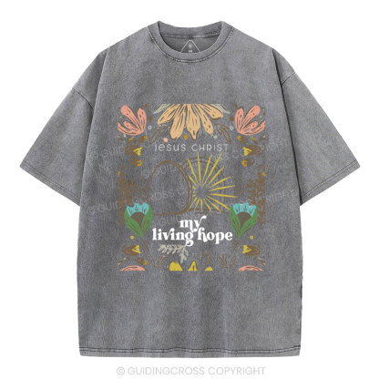 Jesus Christ My Living Hope Christian Washed T-Shirt