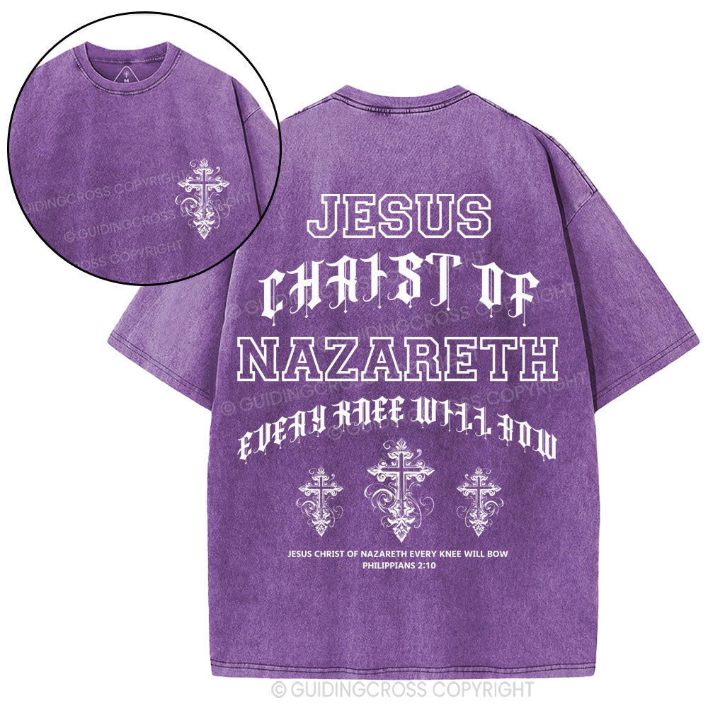Jesus Christ Of Nazareth Every Knee Will Bow Christian Washed T-Shirt