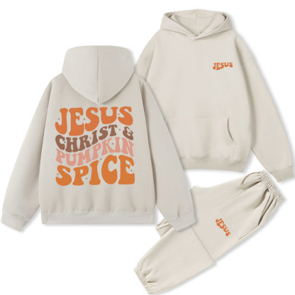 Jesus Christ& Pumpkin Spice Christian Fleece Hoodie Set