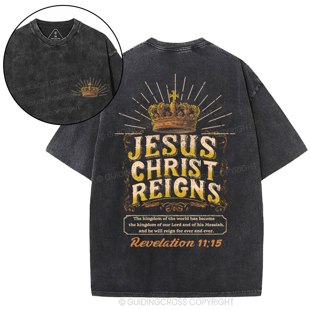 Jesus Christ Reigns Christian Washed T-Shirt