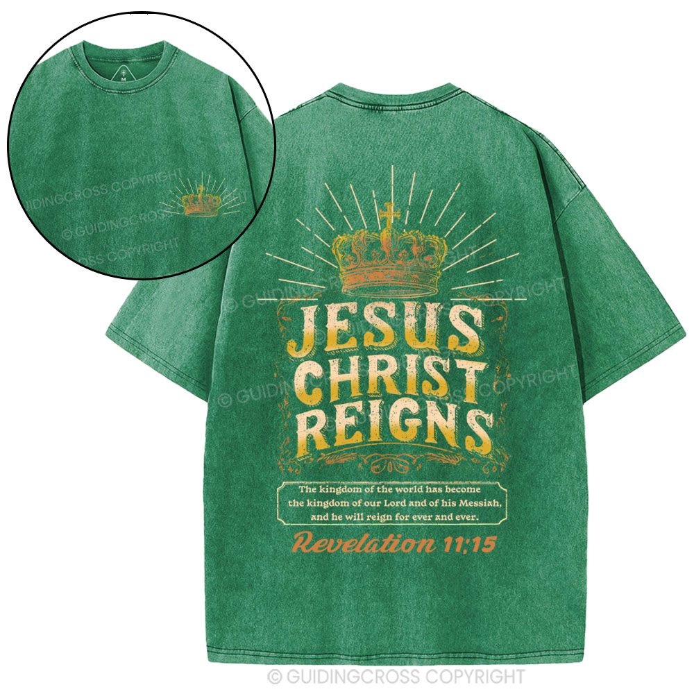 Jesus Christ Reigns Christian Washed T-Shirt