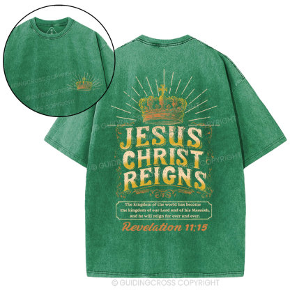 Jesus Christ Reigns Christian Washed T-Shirt