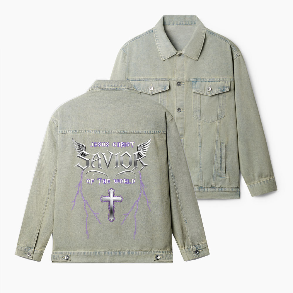 Jesus Christ Savior Of The Lord Christian Denim Jacket
