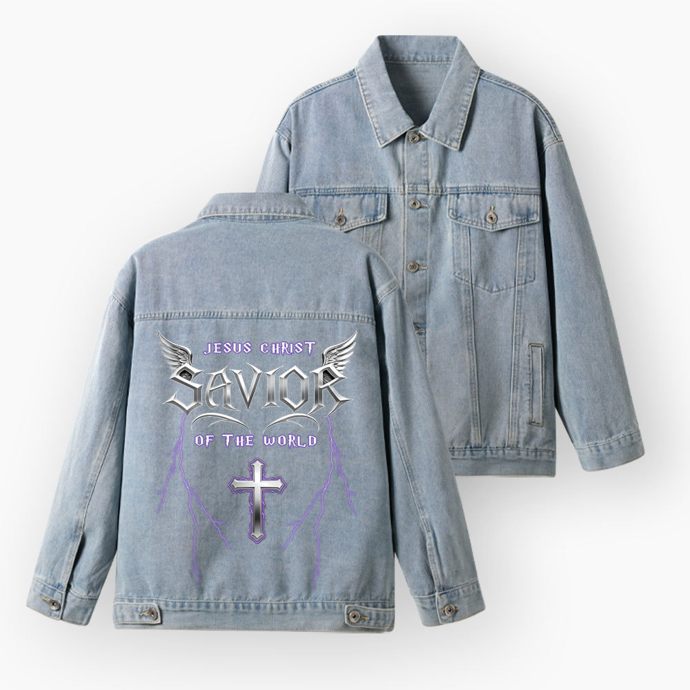 Jesus Christ Savior Of The Lord Christian Denim Jacket