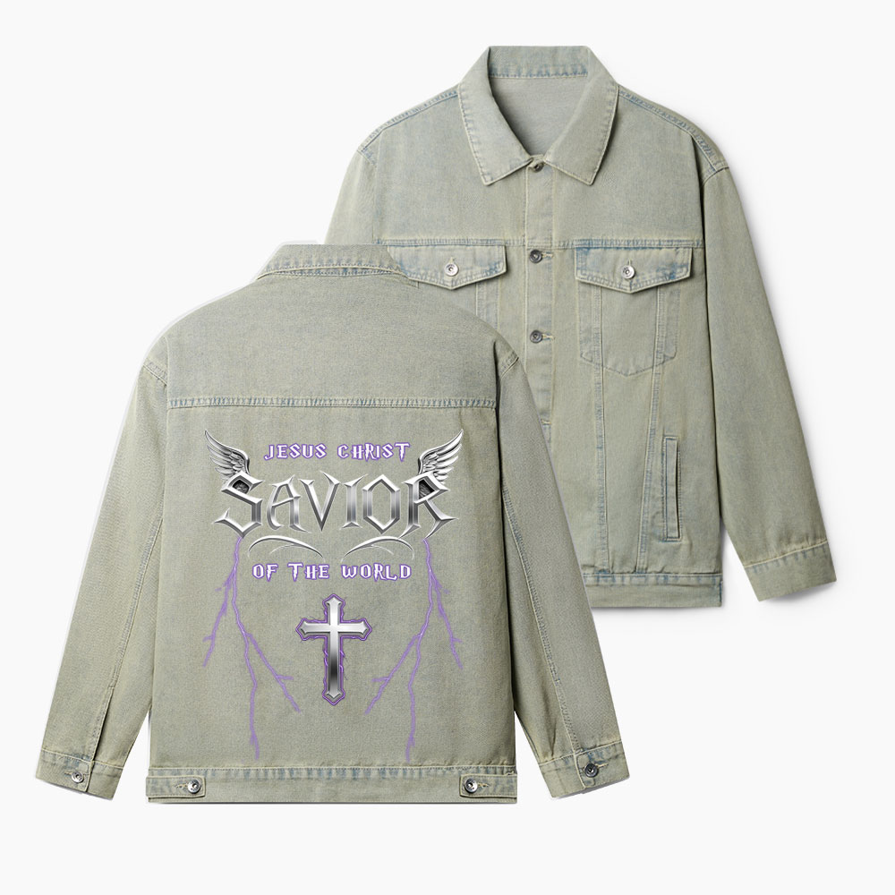 Jesus Christ Savior Of The Lord Christian Denim Jacket