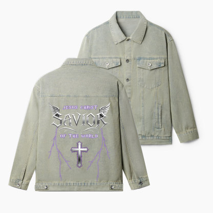 Jesus Christ Savior Of The Lord Christian Denim Jacket