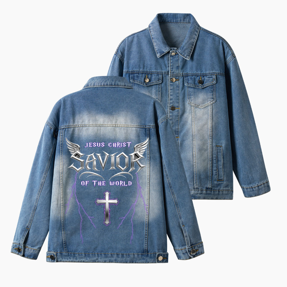 Jesus Christ Savior Of The Lord Christian Denim Jacket