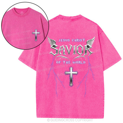 Jesus Christ Savior Of The World Christian Washed T-Shirt
