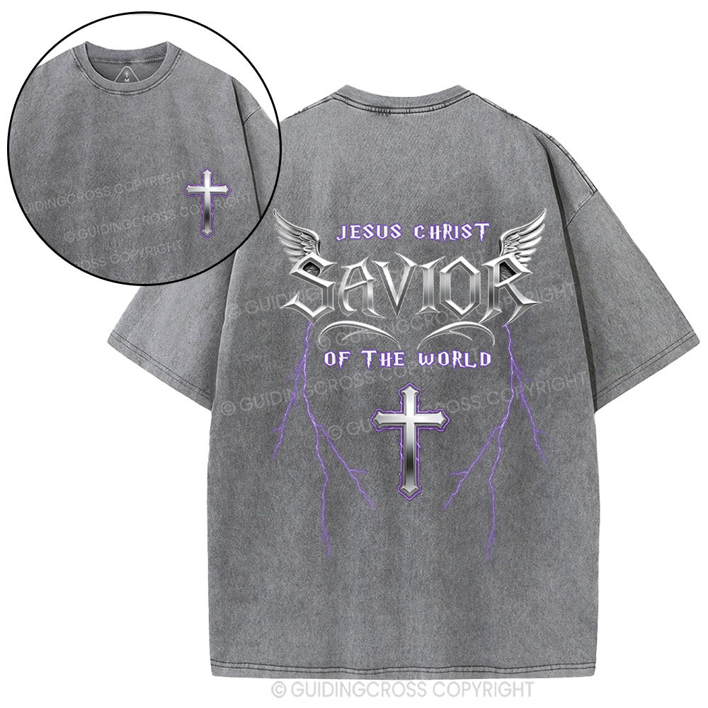 Jesus Christ Savior Of The World Christian Washed T-Shirt