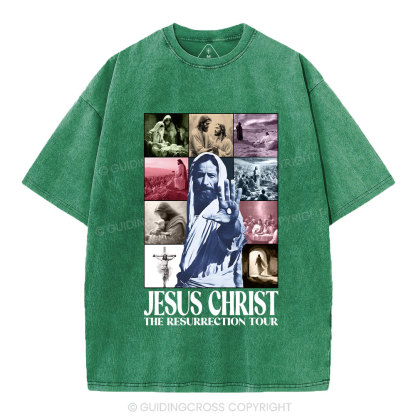 Jesus Christ The Resurrection Tour Christian Washed T-Shirt