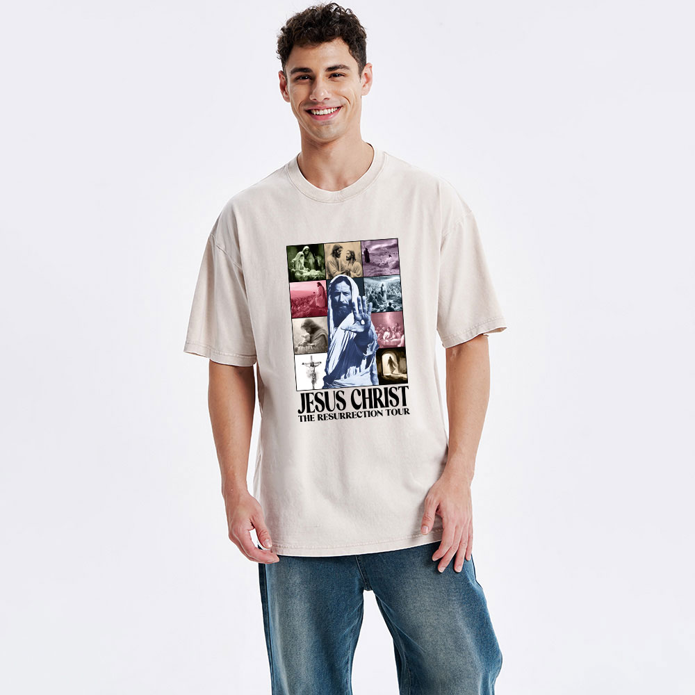 Jesus Christ The Resurrection Tour Christian Washed T-Shirt