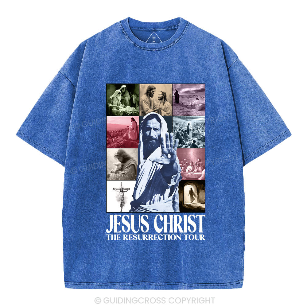 Jesus Christ The Resurrection Tour Christian Washed T-Shirt