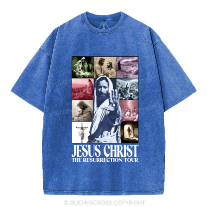Jesus Christ The Resurrection Tour Christian Washed T-Shirt