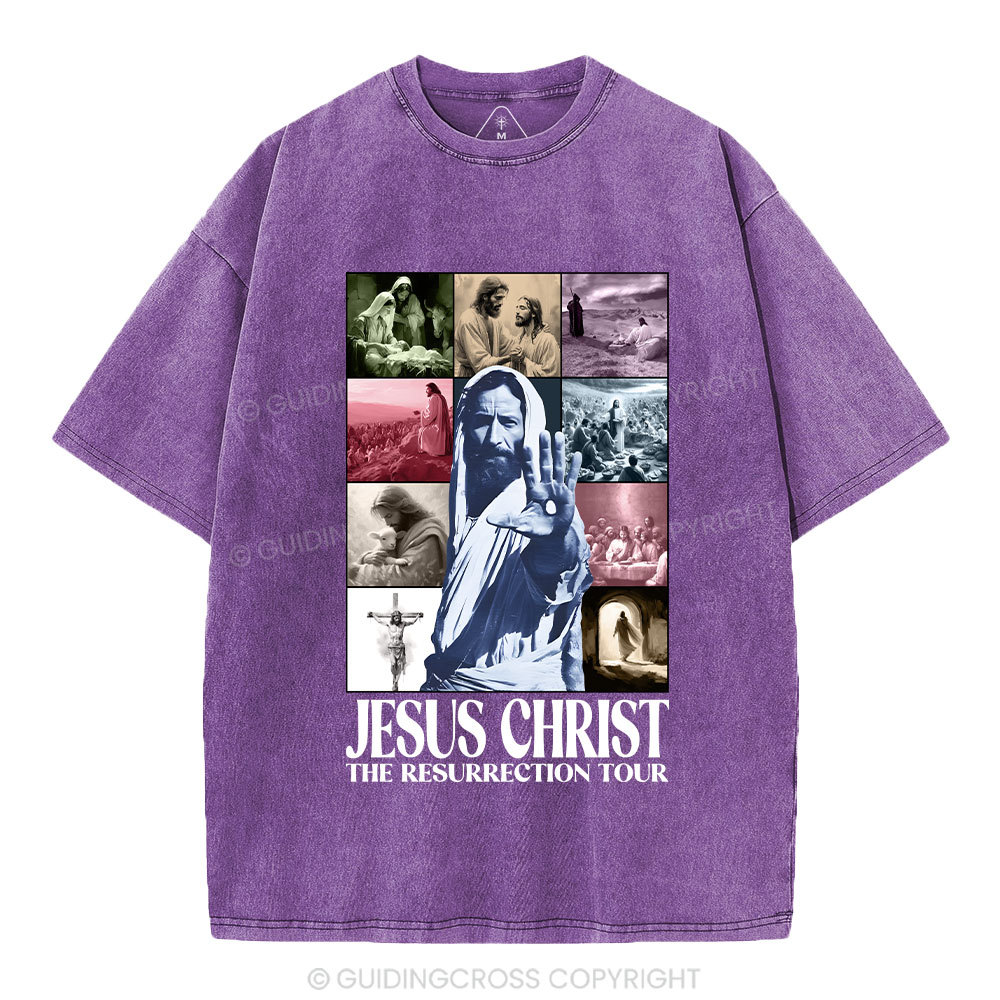 Jesus Christ The Resurrection Tour Christian Washed T-Shirt