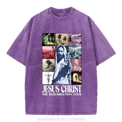 Jesus Christ The Resurrection Tour Christian Washed T-Shirt