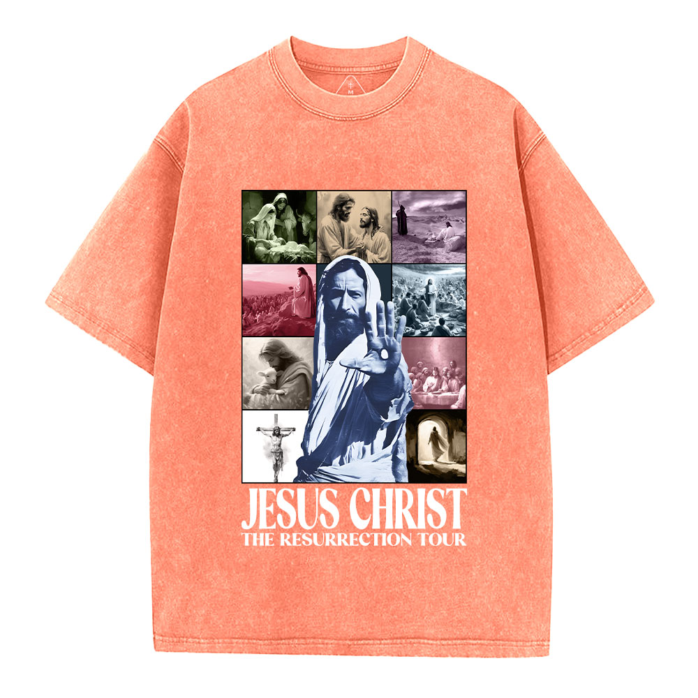 Jesus Christ The Resurrection Tour Christian Washed T-Shirt