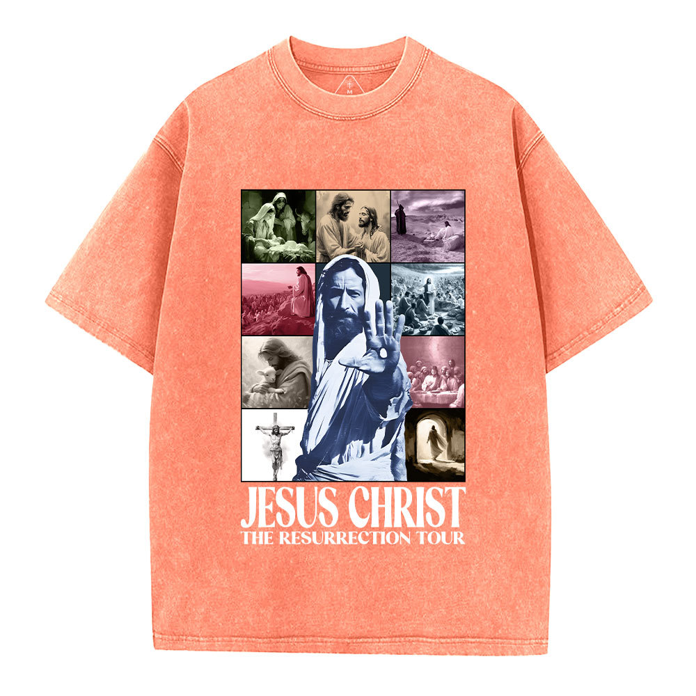 Jesus Christ The Resurrection Tour Christian Washed T-Shirt