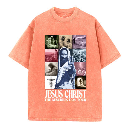 Jesus Christ The Resurrection Tour Christian Washed T-Shirt