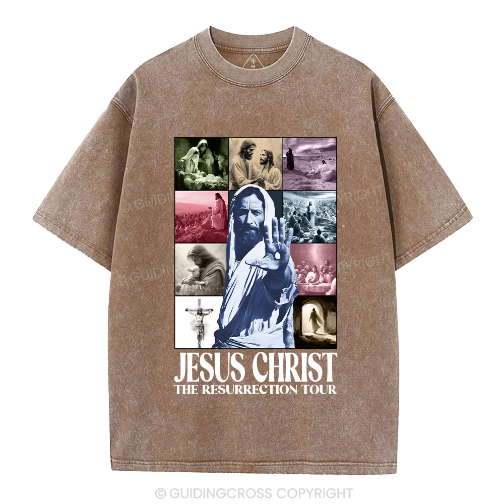 Jesus Christ The Resurrection Tour Christian Washed T-Shirt