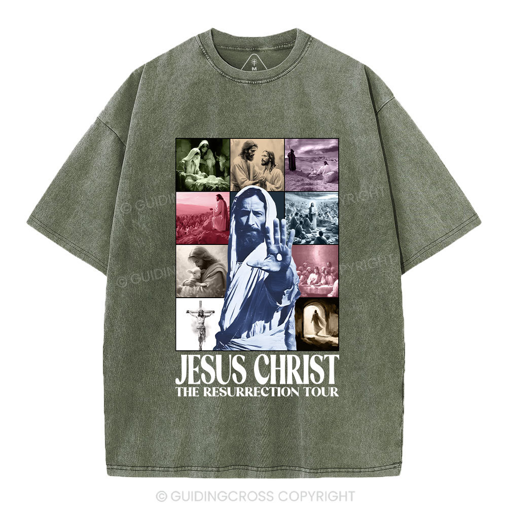 Jesus Christ The Resurrection Tour Christian Washed T-Shirt