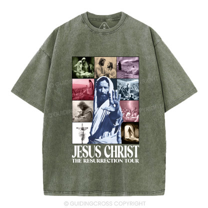 Jesus Christ The Resurrection Tour Christian Washed T-Shirt