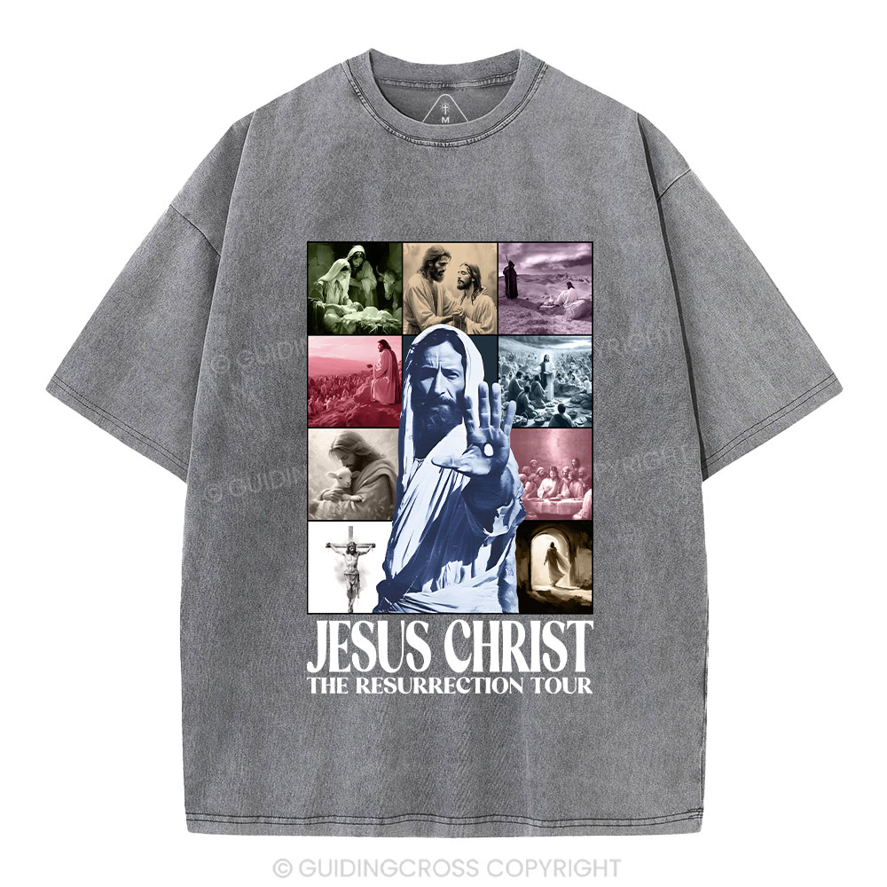 Jesus Christ The Resurrection Tour Christian Washed T-Shirt