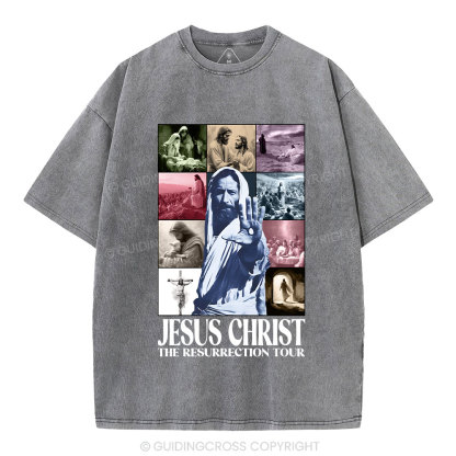 Jesus Christ The Resurrection Tour Christian Washed T-Shirt