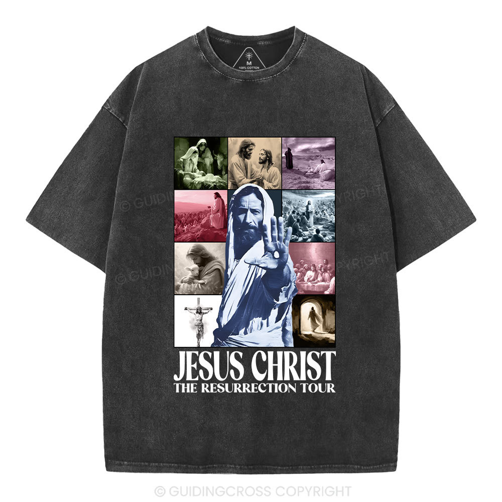 Jesus Christ The Resurrection Tour Christian Washed T-Shirt