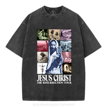 Jesus Christ The Resurrection Tour Christian Washed T-Shirt