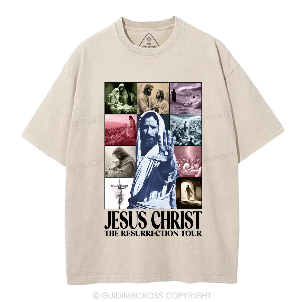 Jesus Christ The Resurrection Tour Christian Washed T-Shirt