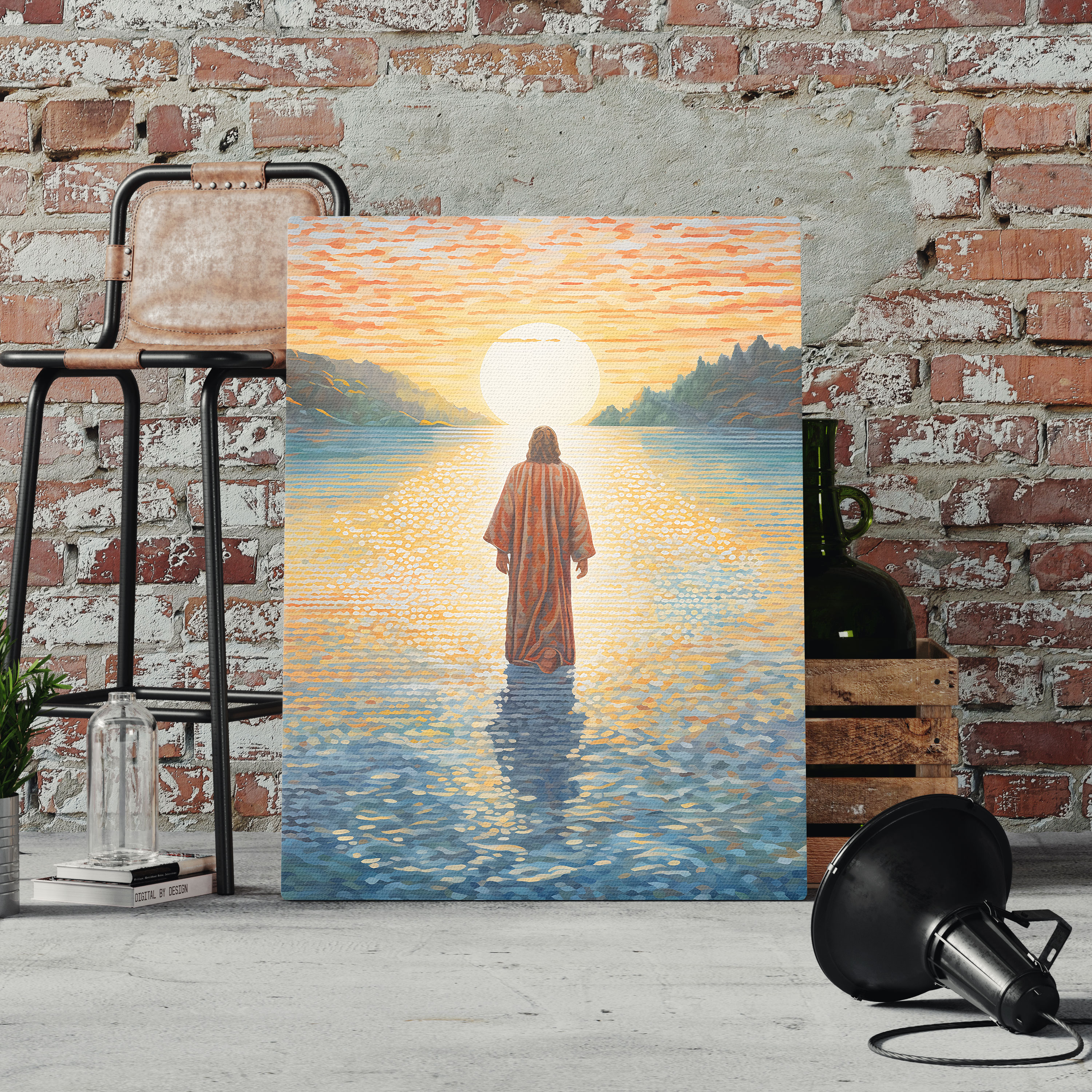 Jesus Christ Walking On Water Christian Canvas Wall Art
