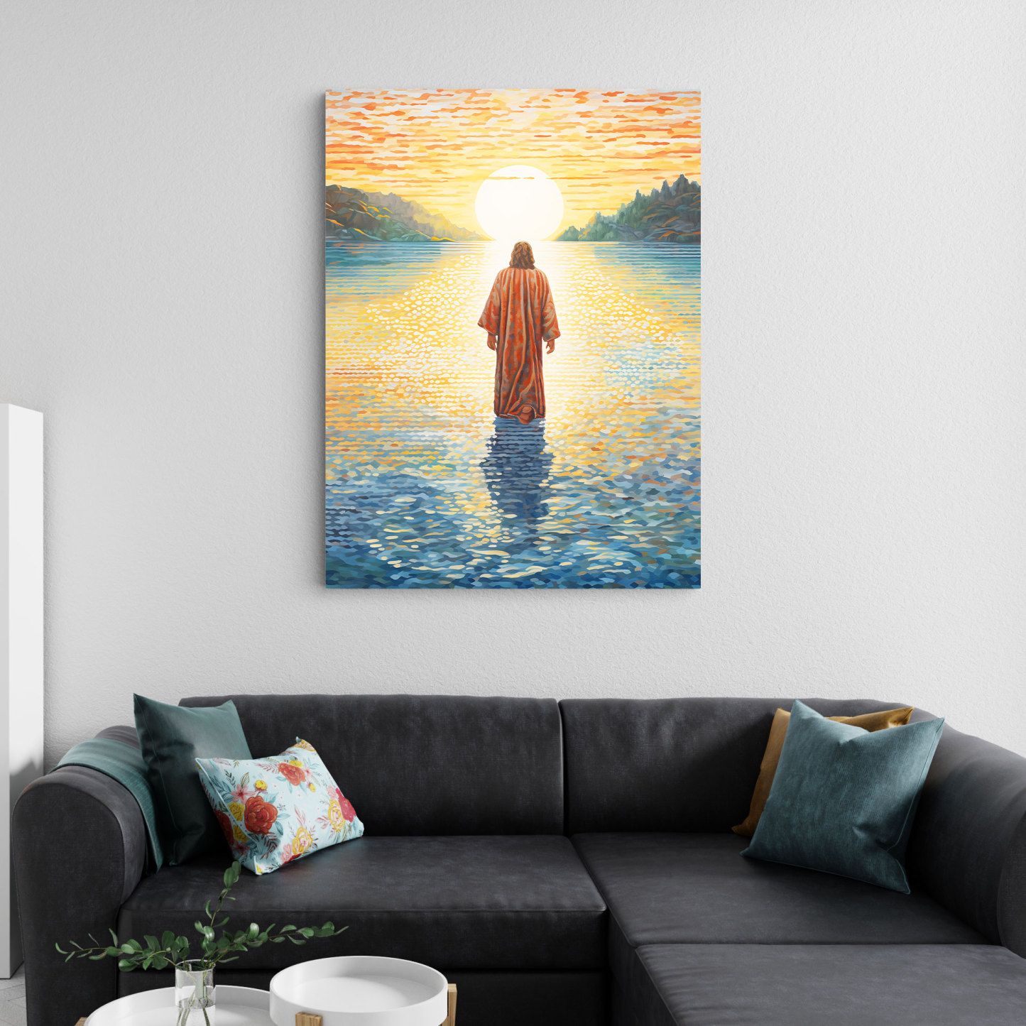 Jesus Christ Walking On Water Christian Canvas Wall Art