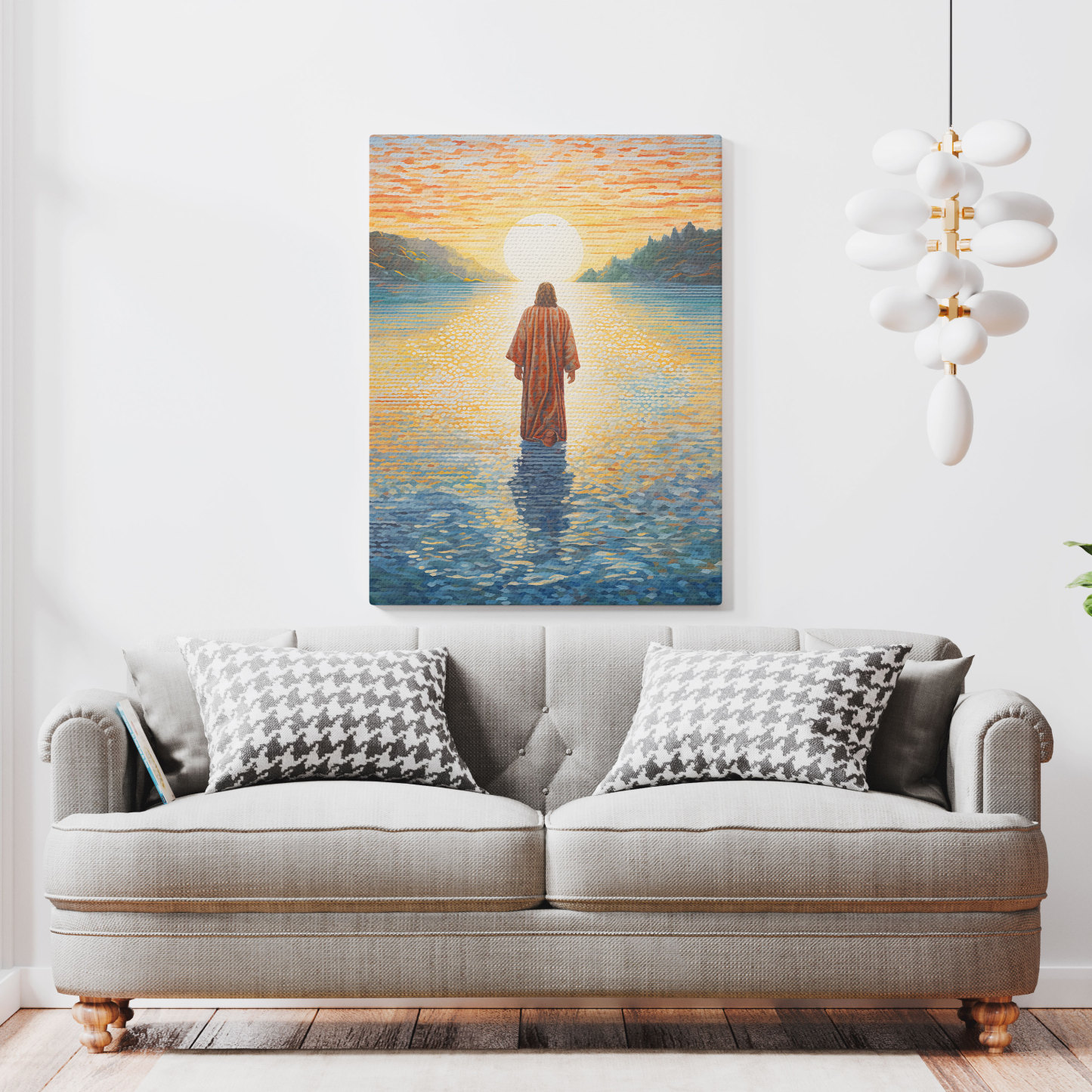 Jesus Christ Walking On Water Christian Canvas Wall Art