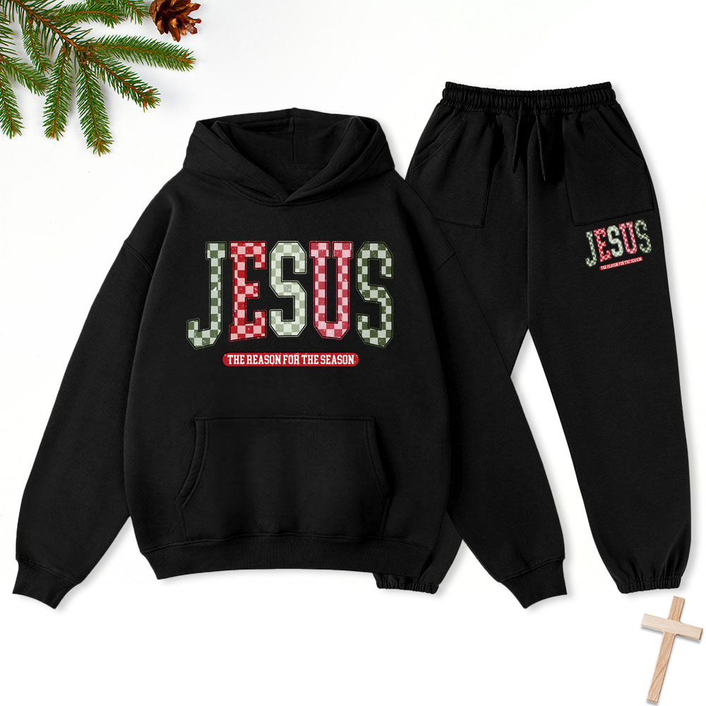 Jesus Christian Christmas Premium Fleece Hoodie Set