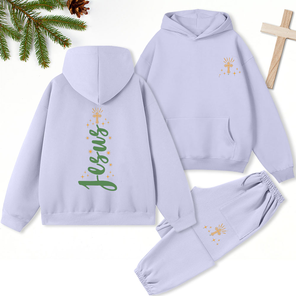 Jesus Christian Christmas Premium Fleece Hoodie Set