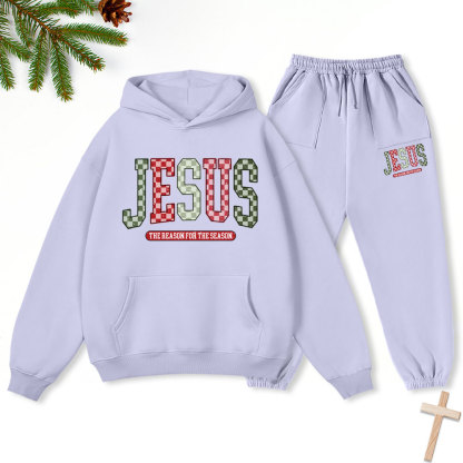 Jesus Christian Christmas Premium Fleece Hoodie Set