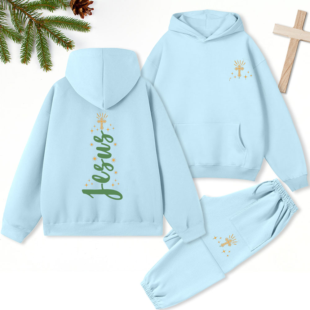 Jesus Christian Christmas Premium Fleece Hoodie Set