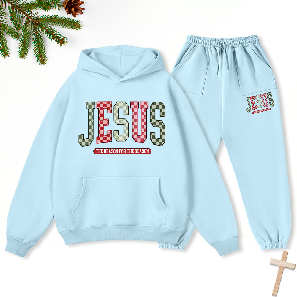 Jesus Christian Christmas Premium Fleece Hoodie Set