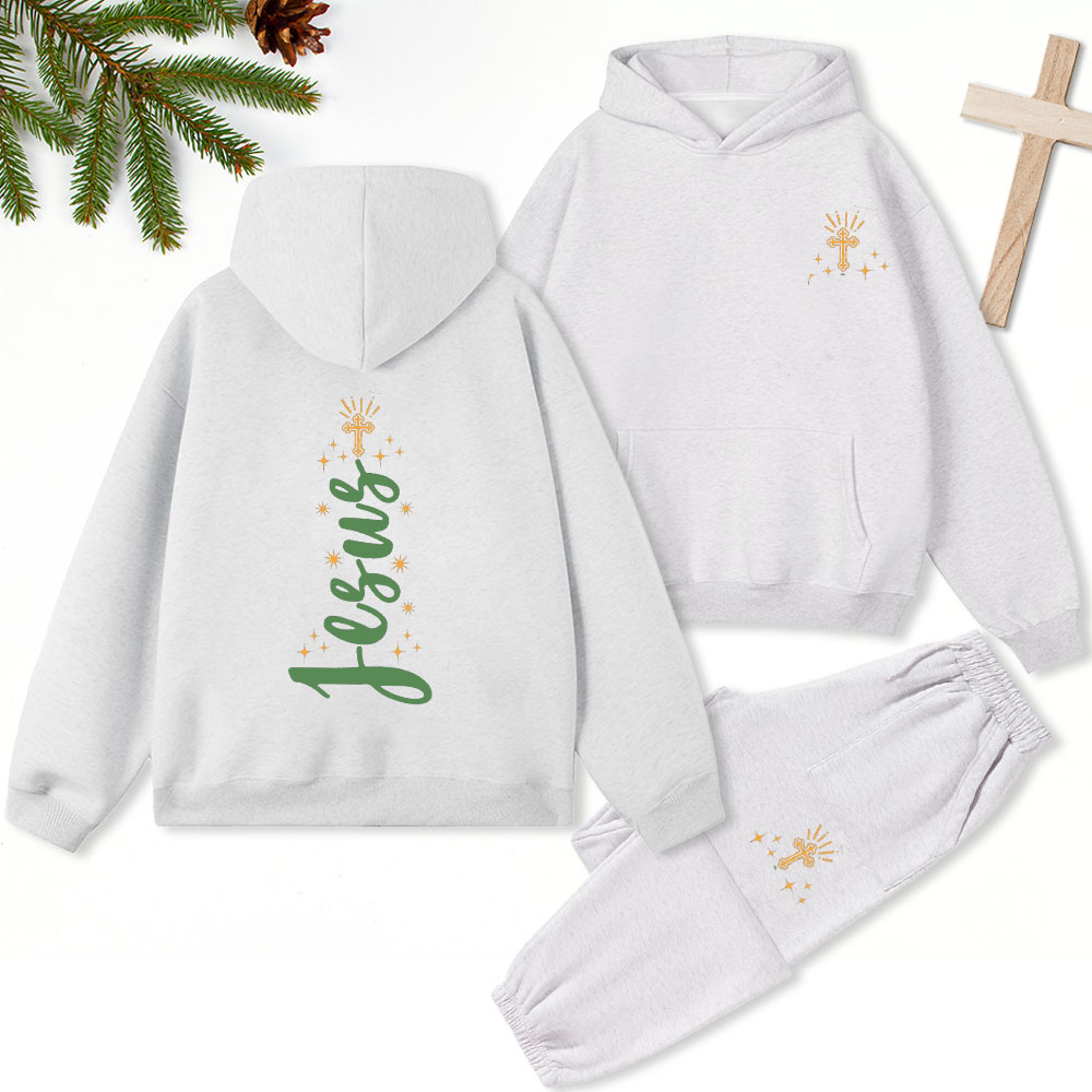 Jesus Christian Christmas Premium Fleece Hoodie Set